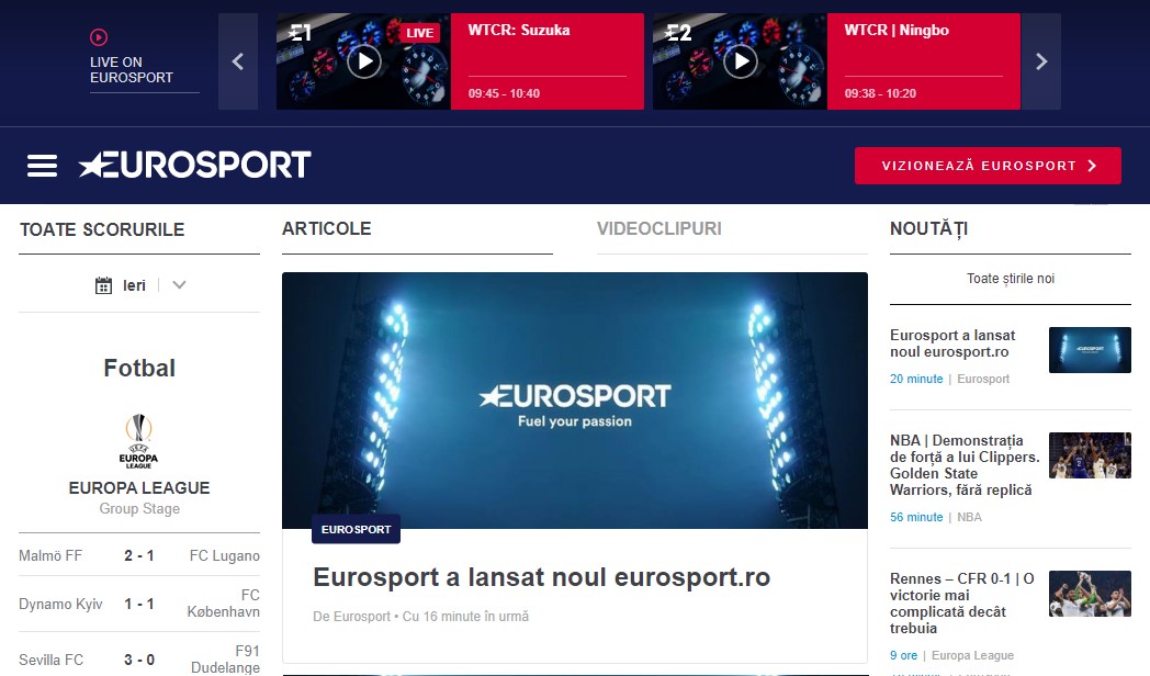 Eurosport anunță lansarea noului website eurosport.ro